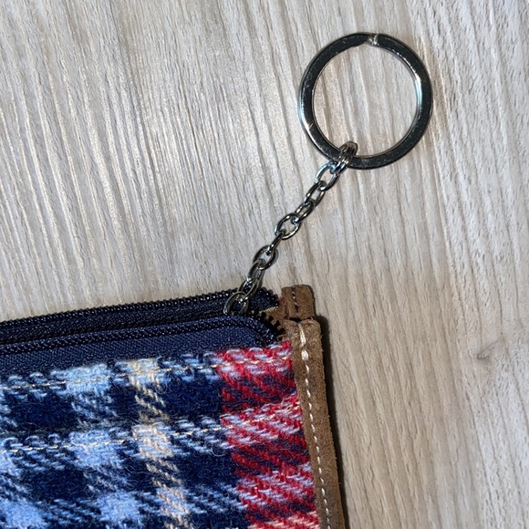 Vintage Coach plaid & suede wallet/coin purse with keychain - Picture 9 of 10